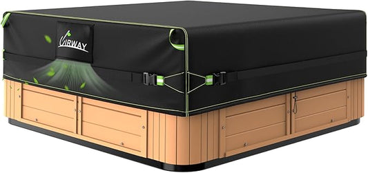Uirway Square Hot Tub Cover 76 x 76 x 20 Inch [2025 Upgraded 600D Heavy Duty Fabric] Waterproof Outdoor SPA Covers for Hot Tub, New Super Windproof Straps, Hot Tub Winter Cover Protector with Anti-UV