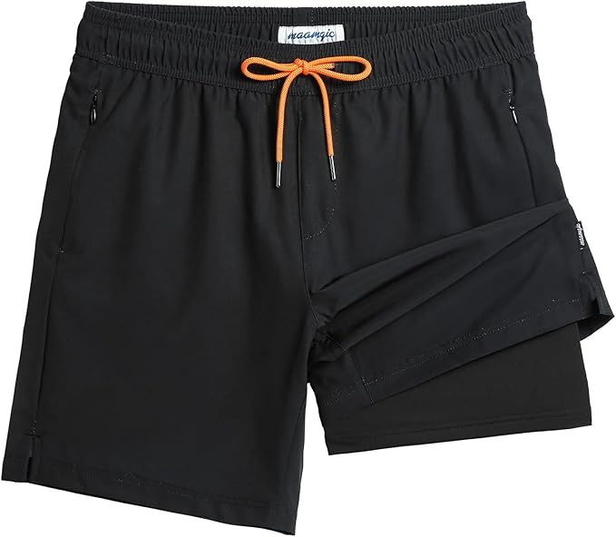 maamgic 2 in 1 Mens Swim Trunks 7 Inch Swim Shorts Swim Suits Board Shorts