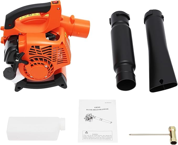 2-Stroke Handheld Leaf Blower, 25.4CC Hand-Pull Gas-Powered Engine Domestic Snow Blower Grass Sweeper Lawn Care Tool, Single-Cylinder Air Cooling for Snow Blowing Yard Cleaning