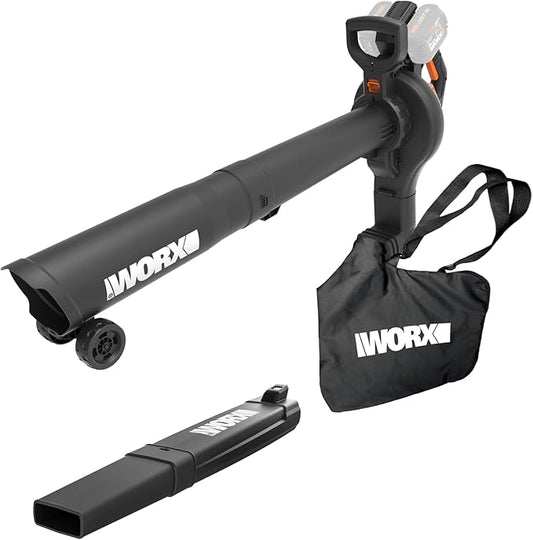 WORX Cordless Leaf Blower, 3 in 1 Blowers for Lawn Care with Leaf Vacuum & Leaf Mulcher, Electric Blower with Brushless Motor & 2 Speed Control, Batteries & Charger Not Included, WG583.9