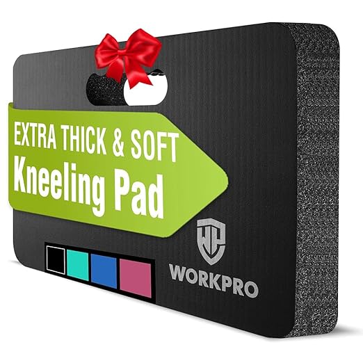 WORKPRO Extra Thick Kneeling Pad, Soft Foam Cushioning for Knee, Large Foam Kneeler Mat for Gardening, Bathing Baby, Workout Supplies, 17.5 x 11 x 1.5 in, Black