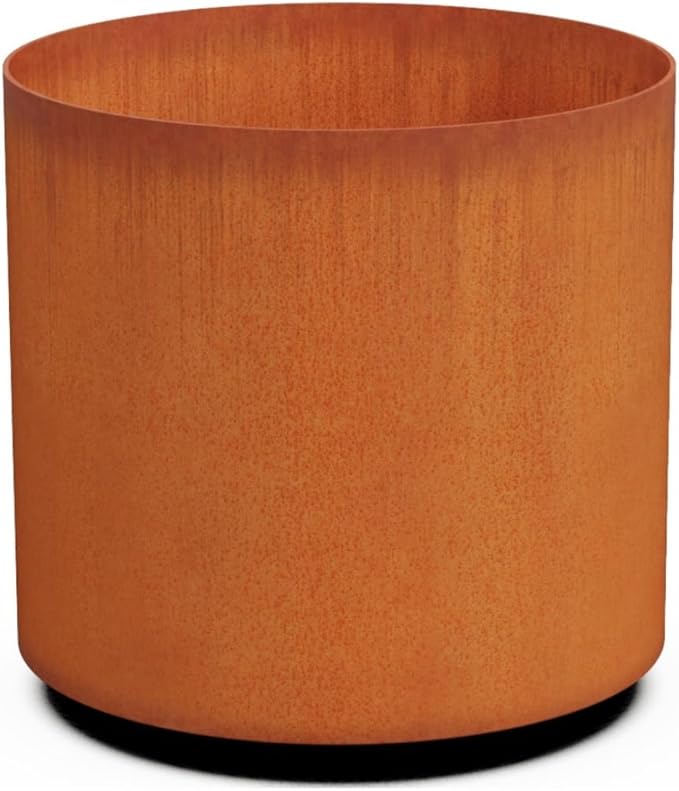 PLANTERCRAFT Corten Steel Metal Planter Box, Round Sizes, Modern Garden Steel planters for Commercial and Residential Outdoor Use.