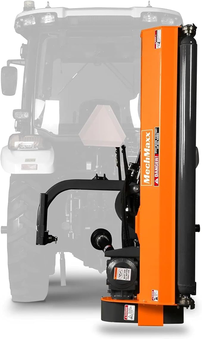 65" Inch PTO Drive 3 Point Hitch Offset Flail Ditch Bank Mower for 30-60HP CAT 1 Tractor, 85'' Offset Distance,60°/90° Rotation Angle, 28 Hammers, Model VAM65