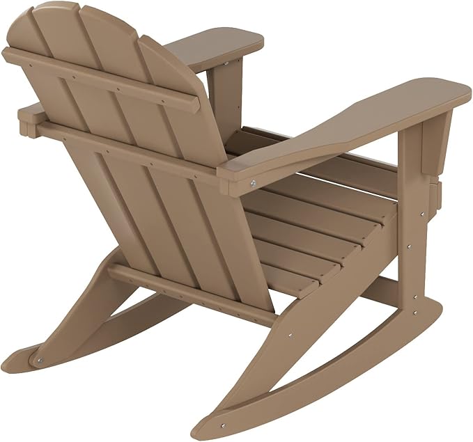 WestinTrends Malibu Outdoor Patio Porch Rocking Adirondack Chair (Set of 4), Weathered Wood