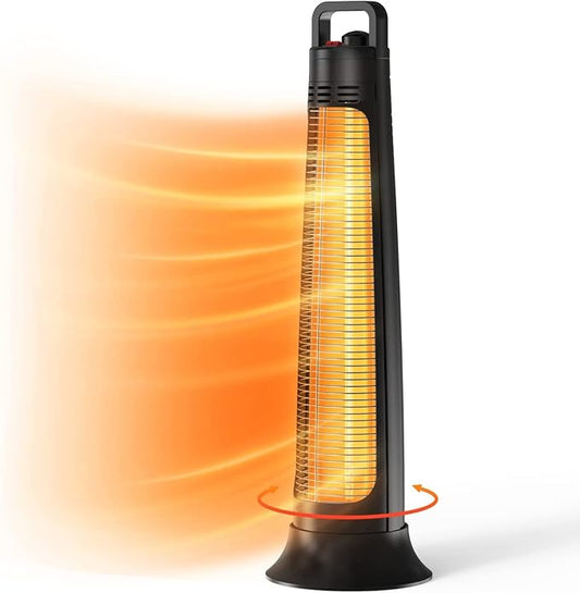 Outdoor Patio Heater, 1200W, 3S Instant Heating, Portable Infrared Heater with 60°Oscillating, 180min Timer, Tip-over & Overheat Protection, Super Quiet Electric Heater for Indoor Outdoor Use, Onyx