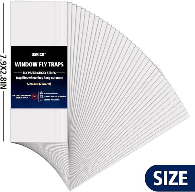80 Pack Window Fly Traps Sticky,Clear Fly Paper Indoor for Home,Window Sticky Traps Fruit and Housefly Trap Indoor Fly Catcher Bug Traps Gnat Catcher Killer