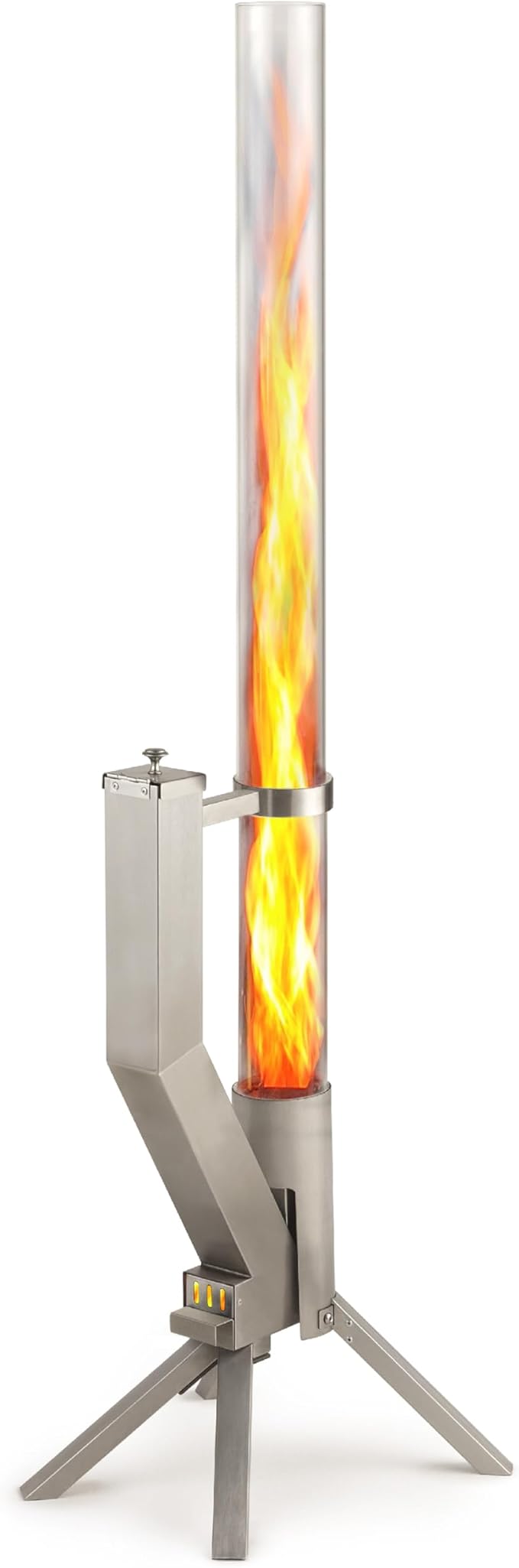 Smokeless Fire Pit - Outdoor Wood Pellet Fire Tube Stainless Steel firepit for Ambience Fire on Your Backyard, Patio, Porch & Garden (Silver, Classic)