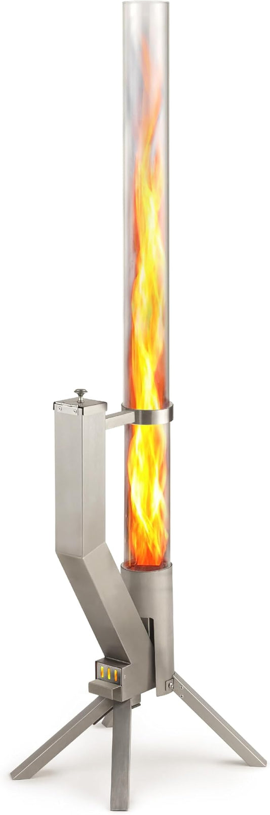 Smokeless Fire Pit - Outdoor Wood Pellet Fire Tube Stainless Steel firepit for Ambience Fire on Your Backyard, Patio, Porch & Garden (Silver, Classic)