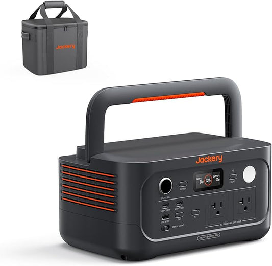Jackery Explorer 500 v2 Portable Power Station with Carrying Bag, 512Wh LiFePO4 Battery, 500W AC/1000W Peak, Solar Generator for Camping, Outdoors, and Power Outages