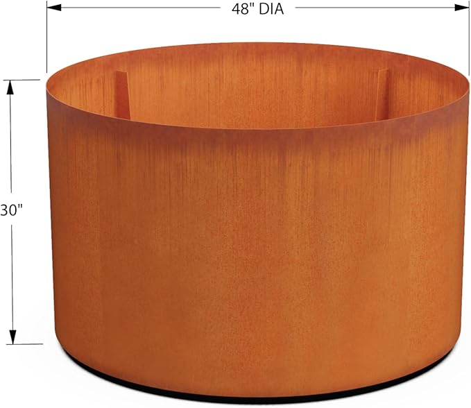 PLANTERCRAFT Corten Steel Metal Planter Box, Round Sizes, Modern Garden Steel planters for Commercial and Residential Outdoor Use.
