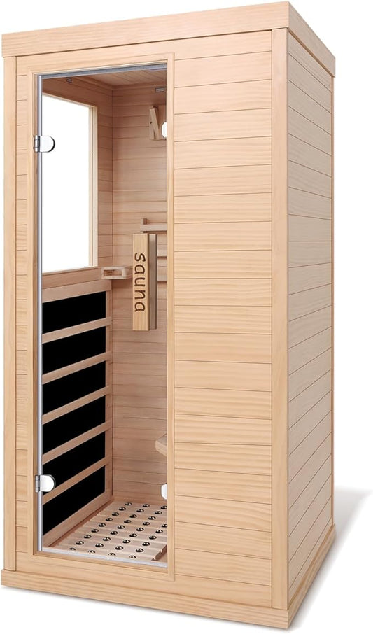 Far Infrared Sauna Room for Home Use - 1350W Natural Hemlock Indoor Personal Wooden Personal Dry Sauna with Rapid Heating, Perfect for Athletes, Busy Professionals & Arthritis Sufferers