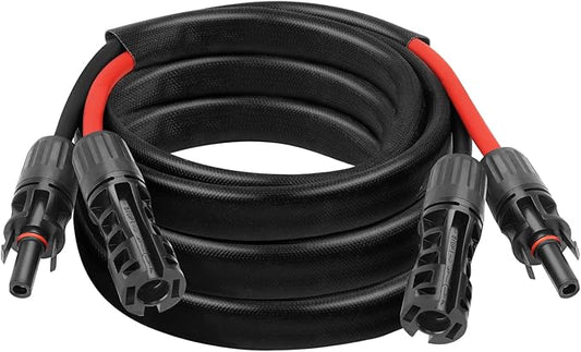 8AWG Solar Cable - 8FT Solar Panel Extension Cord 8 Gauge PV Wire with Flame Retardant Protective Sleeving Female & Male Waterproof Connector for RV, Photovoltaic Systems, Solar Panels (8 Feet)