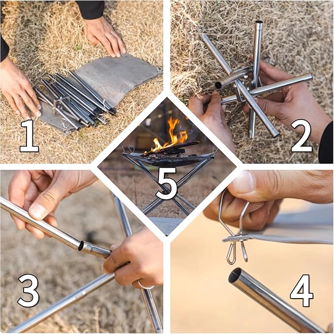 Portable Fire Pits,22 inch Camping Fire Pit Kit- Foldable Large Upgrade 304 Stainless Steel Mesh with Fire Pit Mat and Carry Bag,Perfect for Backyard,Garden,Picnic Campfire, Outdoor Hiking