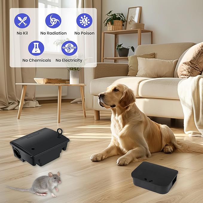 12 Pack Key–Required Rat Bait Stations & Mouse Bait Stations – 6 Large & 6 Compact, Lockable Weather–Resistant Plastic for Indoor & Outdoor – Keeps Children & Pets Safe