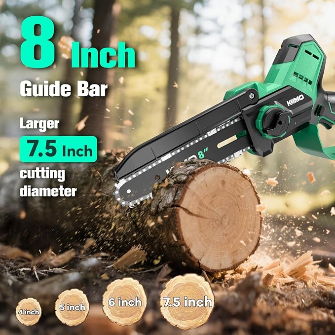 KIMO 2-IN-1 Electric Pole Saws for Tree Trimming, 8" Mini Chainsaw Cordless, 16FT Max Reach Extension Pole, 2×4.0Ah Batteries,Fast Charger, Brushless Pole Chain Saw for Tree Trimmer Limb Branch Cutter