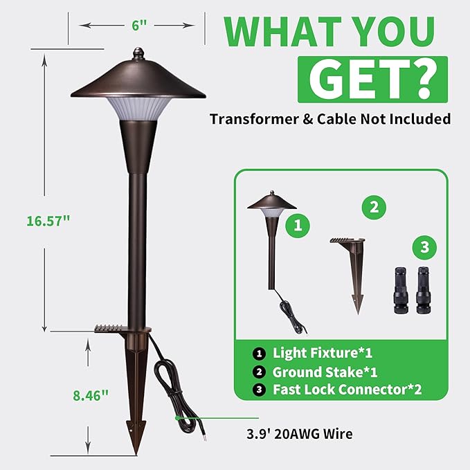 Varmtalys Outdoor Low Voltage Pathway Light - 5CCT Adjustable Walkway Lights LED, 12V Landscaping Pathlights, Mushroom Shape Driveway Lighting Waterproof IP65 ORB Aluminum for Sidewalk Lawn (10 Pack)