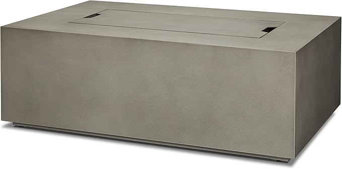 Real Flame Aegean 42in Rectangle Propane or Natural Gas Fire Pit Table, 50,000 BTU, Powder-Coated Steel, Push-Button Ignition, CSA Certified, Lava Rock, Storage Cover, Stainless Steel Burner with Lid