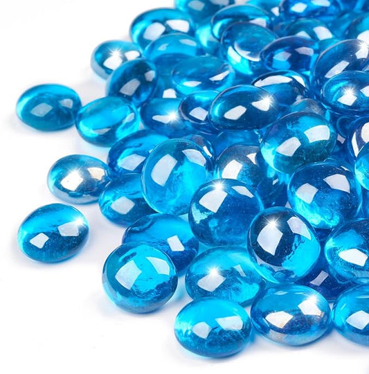 GASPRO 10 lbs Fire Pit Glass for Propane Fire Pit, 3/4 Inch Fire Glass Beads for Fireplace Fire Pit Table, Glass Rocks for Landscaping - Caribbean Blue