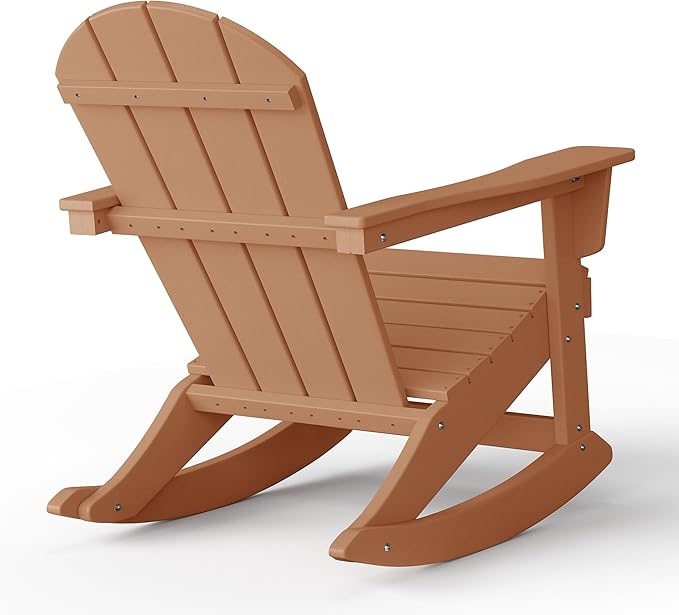 WestinTrends Malibu 2 Piece Set Outdoor/Patio Poly Adirondack Rocking Chairs (2 Seater), Teak