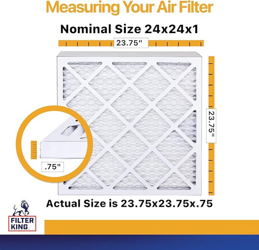 Filter King 24x24x1 Air Filter | 4-PACK | MERV 13 HVAC Pleated A/C Furnace Filters | MADE IN USA | Actual Size: 23.75 x 23.75 x .75"