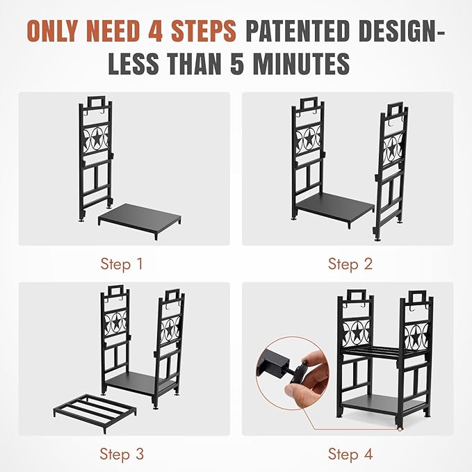 INNO STAGE Firewood Rack Fireplce Firepit Tools Set Double Layer Iron Wood Log Holder for Fire Place Outdoor Indoor Accessories-Brush, Shovel, Tong, Hook