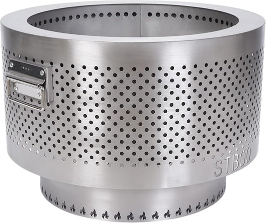 STBoo 20Inch Large Firepit - Fire Pits for Outside with Portable Carrying Storage, Outdoor Fireplace for Camping Picnic Backyard Beach,Stainless, L