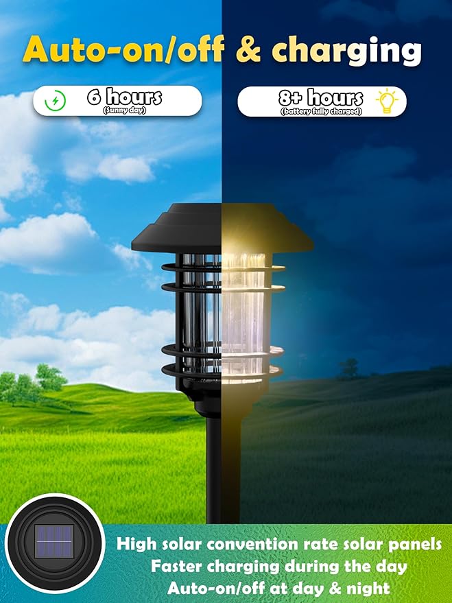 Azirier Solar Lights Outdoor Waterproof, 8 Pack LED Solar Garden Lights for Yard, Patio, Walkway, Landscape, Planter