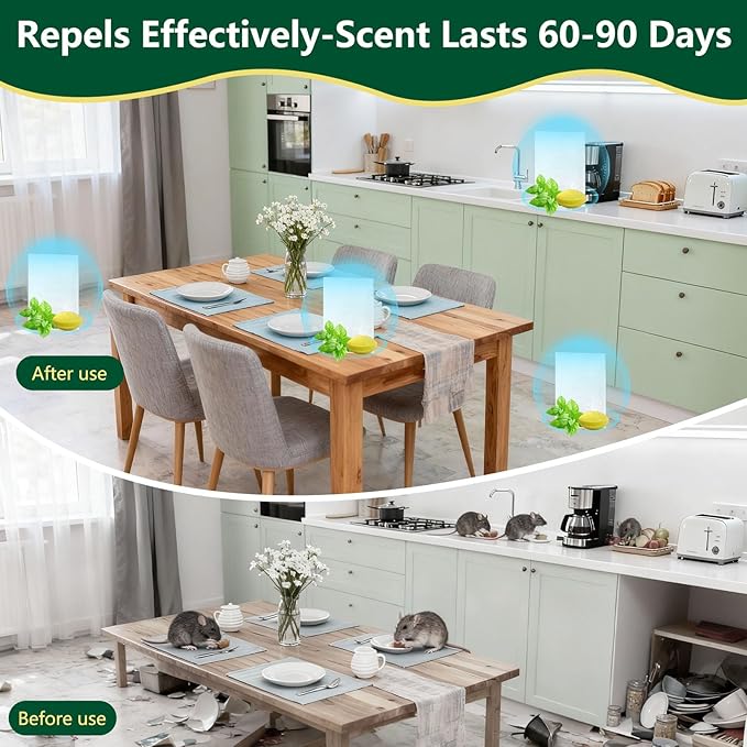 【𝐇𝐢𝐠𝐡𝐥𝐲 𝐄𝐟𝐟𝐞𝐜𝐭𝐢𝐯𝐞】 Mouse Repellent Repellent,Peppermint Lemon Oil Balls for Rats Mice Deterrent with Natural Peppermint Oil Long-Lasting Indoor & Outdoor Use-24 Pcs