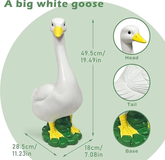 ASDFG Porch Goose Garden Decor Statues - Large White Yard Goose Statue Resin Duck Sculpture 20" High Lawn Goose Front Porch Goode Home Decorations Housewarming Birthday Gifts for Mom Women