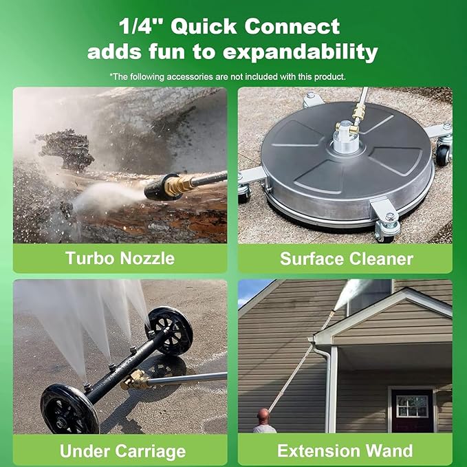 Pressure Washer, 5000 PSI 4.0 GPM Heavy Duty Power Washer with Foam Cannon, 4 Nozzle Tips,33FT Hose and Soap Bottle for Home/Cars/Driveways/Patios/Decks/Fences,Green