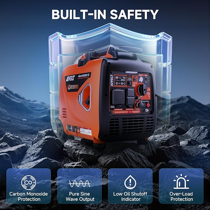 4300W Dual Fuel Inverter Generator w/Wheel Kit, Remote Electric Start, Auto-switch, Ultra-quiet for RV Camping & Home Backup