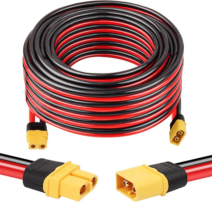 XT60 Extension Cable 10AWG 35FT With Male to Female Connector for Portable Power Station Solar Panel RC Battery