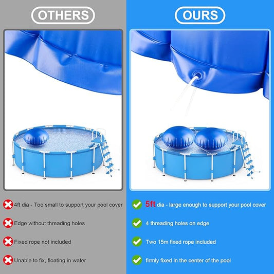 COCHIE 7' x 7' Pool Pillows for Above Ground Pools, Ultra-Thick Cold-Resistant Pool Air Pillow, Winter Closing PVC Ice Equalizer Air Pillows Covers with Rope for Winterizing Support Pools