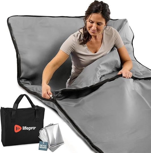 Lifepro Infrared Sauna Blanket for Detox & Relaxation – Low EMF Carbon Fiber Heating, 9 Temp Levels, 5 Colors – Portable Full Body Sauna Blanket Infrared with Waterproof Interior & Carry Bag