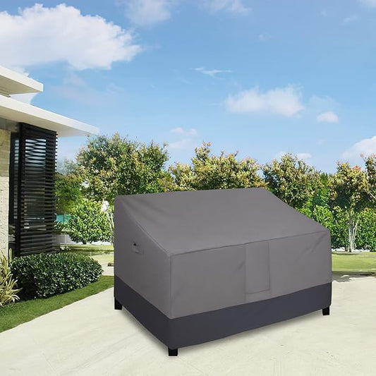 Easy-Going Waterproof Outdoor Loveseat, Heavy Duty 2-Seater Patio Couch, Windproof Outdoor Furniture with Air Vent (76W x 32.5D x 33H inch, Gray/Dark Gray)