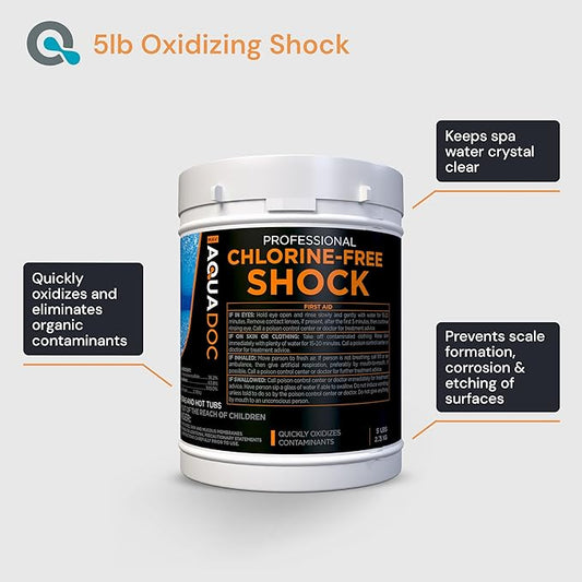 Aquadoc Non-Chlorine Spa Shock for Hot Tub - Chlorine Free Treatment & Enhanced Shock to Assist Bromine - Suitable Oxidizer - 5lbs