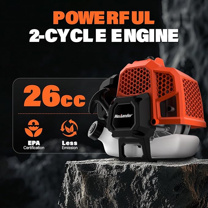 MAXLANDER 26cc Gas Weed Wacker, 2-in-1 Multi Tools, String Trimmer 17-Inch with 10-Inch Brush Cutter, Use 2 Cycle Air-Cooled Engine with Rubber Handle & Shoulder Strap Included, for Mowing Lawns