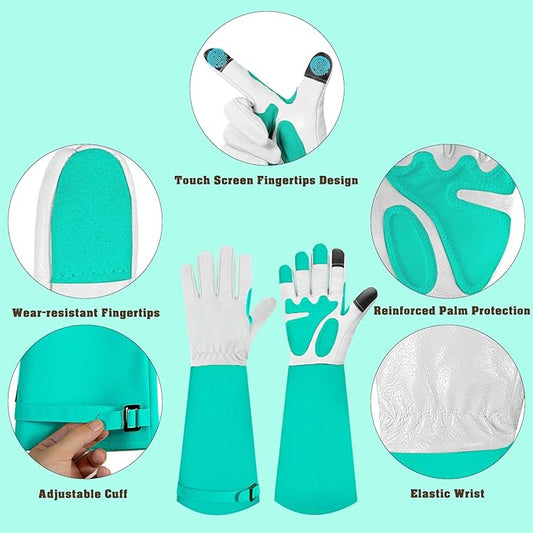Long-Gardening-Gloves for Women/Men - Thorn Proof Rose Pruning Gloves Heavy Duty Gauntlet, Best Garden Gifts for Gardener-L