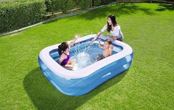 Bestway H2OGO! Blue Rectangular Inflatable Family Pool; 6 ft. 7 in. x 59 in. x 20 in.; Outdoor Recreational Activities