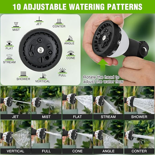 Yesker Garden Hose Nozzle Water Hose Sprayer Nozzle Adjustable 10 Spray Patterns Heavy Duty Metal Nozzles Thumb Control w Non-Slip Grip for Outdoor Watering Plants Lawn Washing Car Pets, Black