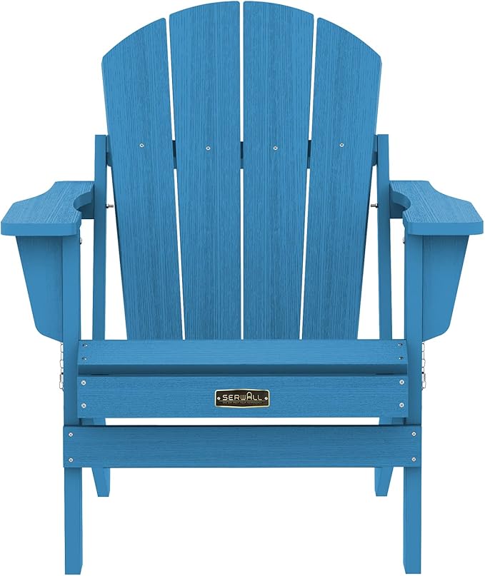SERWALL Folding Adirondack Chair for Patio Garden Outdoors- Sapphire