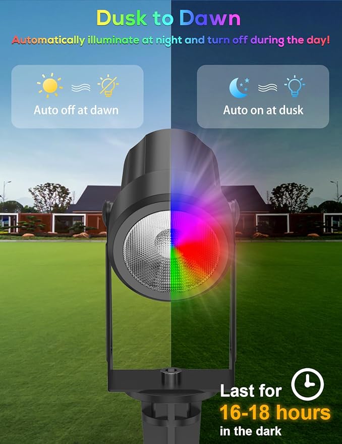 Zyan Solar Color Changing Outdoor Spotlights with Remote, IP65 Waterproof RGB Landscape Lighting for Garden Yard Path 12 Pack (3x4Pack)