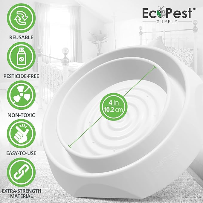 Bed Bug Interceptors – 12 Pack | Bed Bug Blocker (Pro) Interceptor Traps | Insect Trap, Monitor, and Detector for Bed Legs (White)