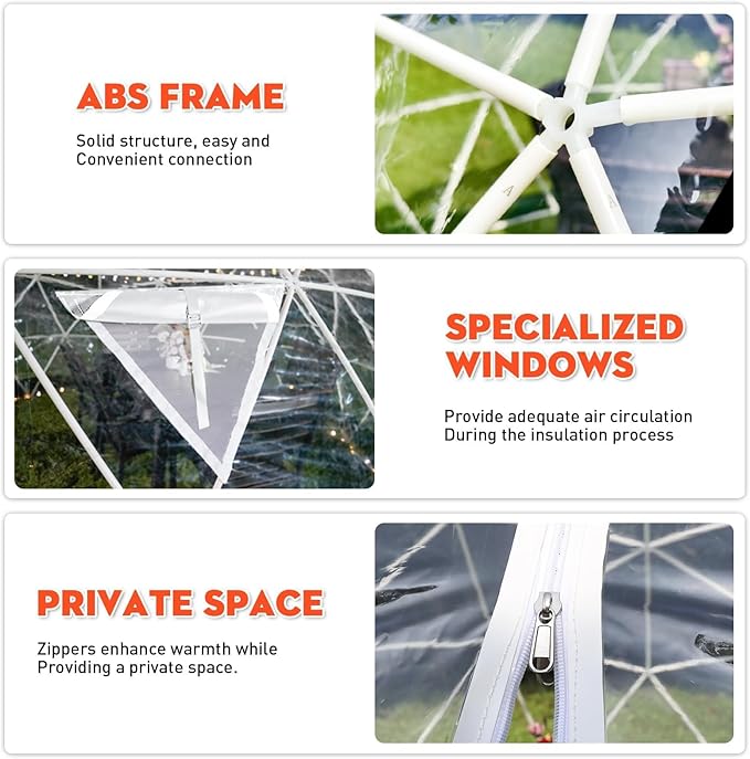Garden Dome Tent, 9.6/12/15 ft Outdoor Clear Bubble Tent for 2-8 Person, All-Weather Geodesic Dome Greenhouse with Window & Door, PVC Transparent Tent for Patio, Camping, Party