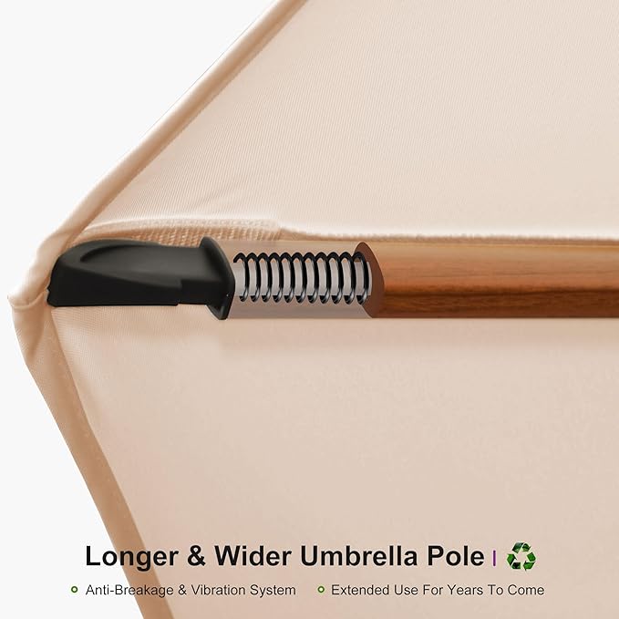 PURPLE LEAF 11ft Patio Umbrella Cantilever Umbrellas Outdoor Round Wood Umbrella Offset Umbrellas Heavy Duty Sun for Garden Deck Pool, Deep Beige