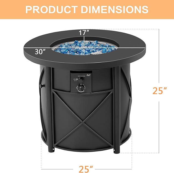 BALI OUTDOORS 50000 BTU Propane Fire Pit for Outdoor, 30 in Fire Pit Table Outdoor, Round Firepits for Outside Backyard, Patio