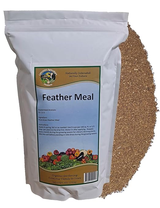 Feather Meal Fertilizer 4 Pounds for Gardens, Containers, Trees, Shrubs, Row Crops, Perfect for Corn, Tomatoes, Fall Harvested Vegetables - Lancaster Agriculture Products