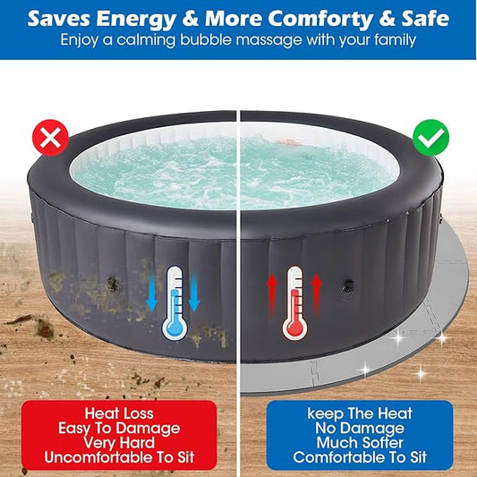 78 Inch Round Hot Tub Mat - Extra-Thick Interlocking Hot Tub Protective Pad Spa Pool Foam Insulation Mat Ground Base Flooring Protector for Portable Inflatable Hot Tub Accessories Outdoor Indoor