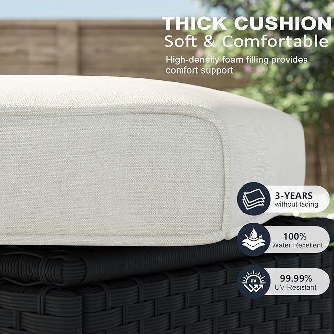 LayinSun 9 Piece Wicker Patio Furniture Set, Classis Outdoor Conversation 360 Degree Swivel Chairs Set with Coffee Table