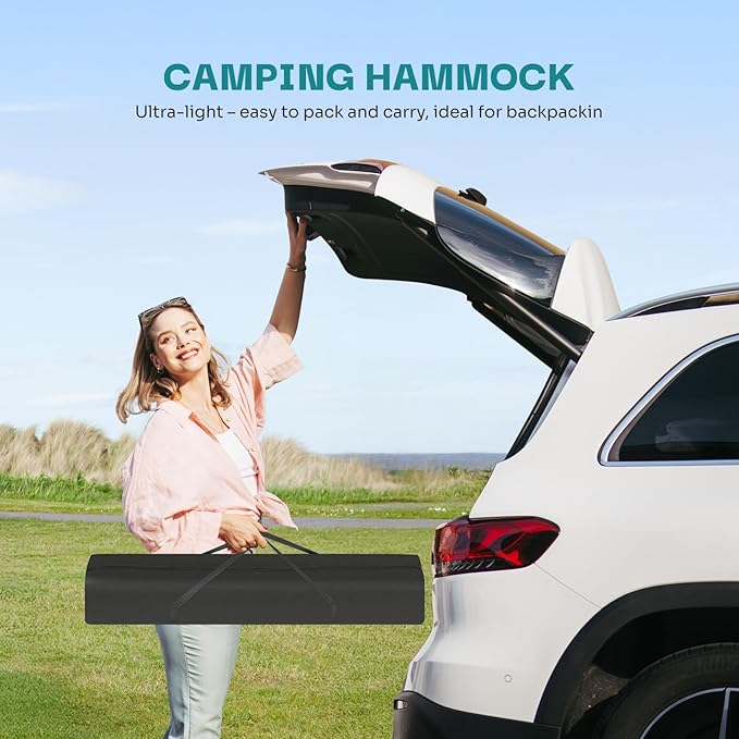 NEWBULIG Double Hammock with Stand, Heavy Duty Portable Hammocks for Outdoor Indoor Patio Camping, Space Saving Design & Carry Bag, Easy Assembly, 450lb Weight Capacity, Coffee